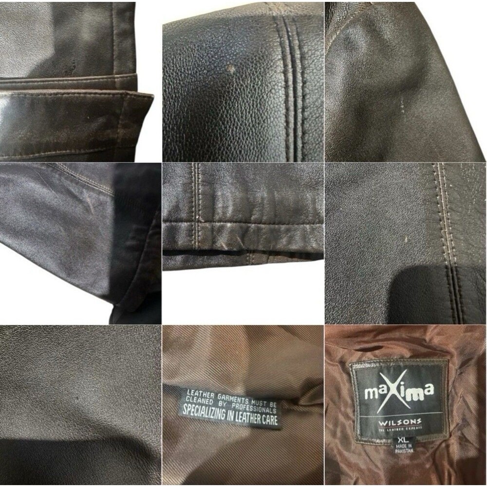 Vintage Wilsons Leather Maxima Women's Brown Genuine Leather Jacket XL Button Up - Picture 2 of 16